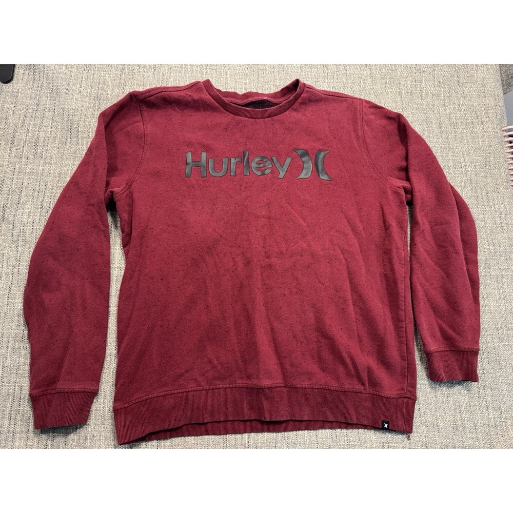 HURLEY OAO Nubby Crew Neck Sweatshirt size Medium Red 04526-00 Measure In Pics‎